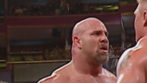 Goldberg y Lesnar en el Wrestlemania XX.