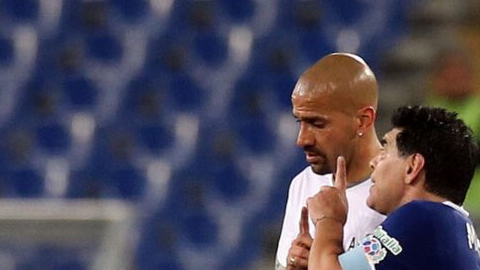 Maradona y Juan Sebastian Veron