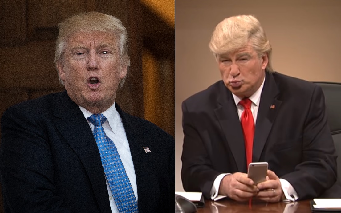 El presidente electo Donald Trump y el actor Alec Baldwin. 
