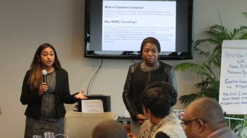 Capalino + Company Safeena Mecklai y Tunisha Walker presentan la nueva aplicacion MWBE Connect NY para ayudar a la comunidad.