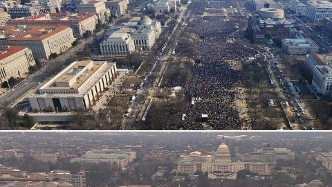 Las imágenes frente el Capitolio en 2009 y 2017 son muy distintas.