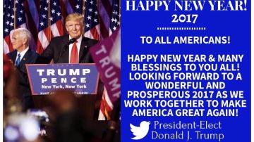 En punto de la medianoche, el presidente electo publicó su mensaje de felicitación por el 2017.