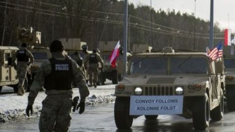 La brigada de combate llegó a Polonia el jueves en la mañana.