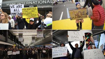 En varios aeropuertos en EEUU se organizaron protestas para permitir la entrada de visitantes musulmanes.