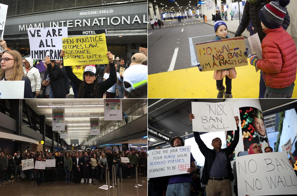 Protestan miles en aeropuertos de EEUU contra veto de Trump a ...