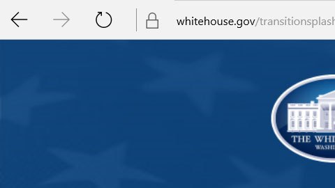 Página de entrada a WhiteHouse.gov desde que Trump tomó posesión.