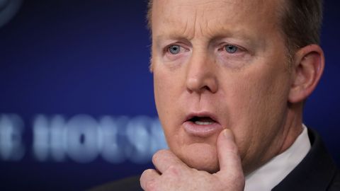 WASHINGTON, DC - MARCH 16: White House Press Secretary Sean Spicer answers reporters' questions in the Brady Press Briefing Room at the White House March 16, 2017 in Washington, DC. Spicer accused the news media of "cherry-picking" information when reporting about President Donald Trump's accusation that former President Barack Obama wire-tapped Trump Tower. (Photo by Chip Somodevilla/Getty Images)