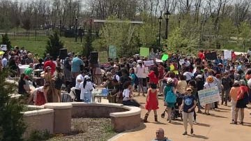 Manifestantes en Staten Island.
