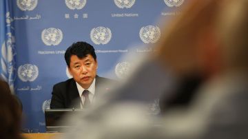 Kim In Ryong dio una conferencia de prensa en las Naciones Unidas.