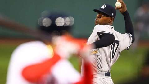 Luis Severino, pitcher de los Yankees de Nueva York hizo un gran trabajo frente a Boston en su casa.