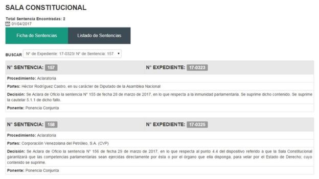 En su página web, el TSJ publicó las nuevas sentencias.