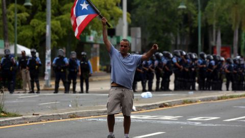 Manifestantes durante la protesta del 1 de Mayo.