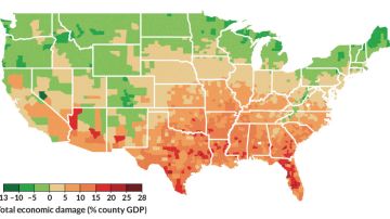 Mapa del daño económico total. S. Hsiang et al/Science 2017