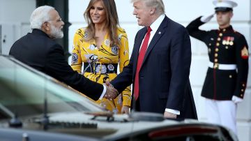 El presidente Trump y la primera dama recibieron al primer ministro indio en la Casa Blanca.