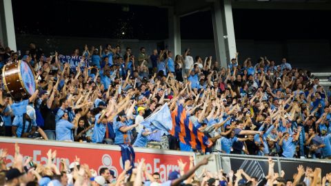 Afición en la grada durante un encuentro de NYCFC.