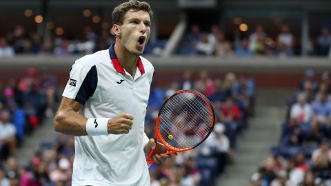 Pablo Carreño Busta celebra un punto ante Shapovalov.