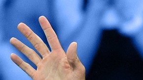 Del Potro tras el punto final del partido ante Thiem.