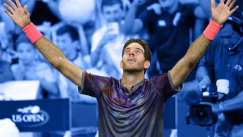 Del Potro tras el punto final del partido ante Thiem.