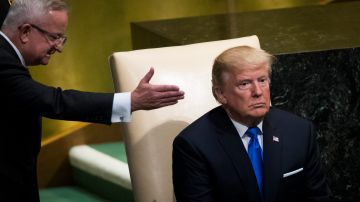 El presidente Trump previo a su discurso en las Naciones Unidas.