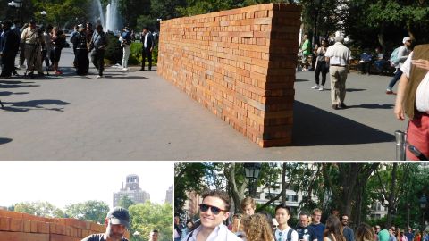 La obra "Muro" se montó en el Washington Square Park.