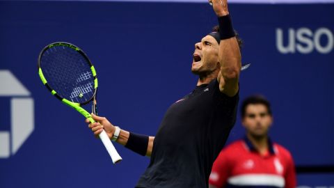 Rafael Nadal celebra un punto ante Taro Daniel.