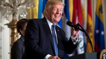 El presidente de EEUU, Donald Trump, pronuncia un discurso durante la celebración del Mes de la Herencia Hispana en la Casa Blanca, Washington, Estados Unidos.