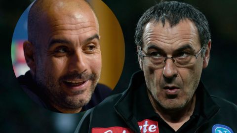 Pep Guardiola y Maurizio Sarri. Getty Images.