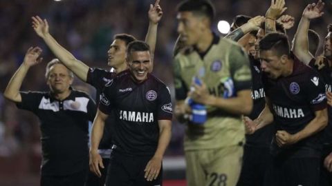 Jugadores de Lanús celebran su triunfo ante River Plate y su pase a la final de la Copa Libertadores 2017. (Foto: EFE/David Fernández)