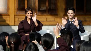 La primera dama Melania Trump al lado de la estrella coreana Choi Min-ho.
