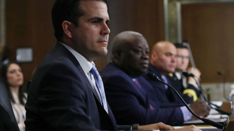 WASHINGTON, DC - NOVEMBER 14:  (L-R), Ricardo Rossello Nevares, Governor of the Commonwealth of Puerto Rico, Kenneth Mapp, governor of the US Virgin Islands, Bruce Walker, Assistant Energy Secretary for Electricity Delivery, and Maj. Gen. Donald Jackson Jr., deputy commanding general for civil and emergency operations at the U.S. Army Corps of Engineers, participate in a Senate Energy and Natural Resources Committee hearing on hurricane recovery efforts in Puerto Rico and US Virgin Islands, on Capitol Hill November 14, 2017 in Washington, DC.  (Photo by Mark Wilson/Getty Images)