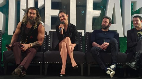 De izq. a dcha: Jason Momoa, Gal Gadot, Ben Affleck y Ezra Miller.