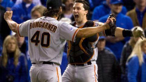 Madison Bumgarner y Buster Posey celebraron para San Francisco en 2014.