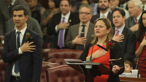 Presidenta del Concejo Melissa Mark-Viverito durante su ultima audiencia en City Hall.
