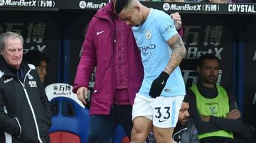 El jugador brasileño del Manchester City Gabriel Jesus salió lesionado ante Crystal Palace. (Foto: EFE/EPA/GERRY PENN)