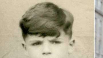 La foto muestra a Robin King cuando era niño (izq) y actualmente.