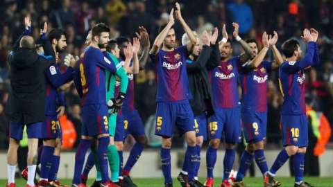 El FC Barcelona venció al RCD Espanyol en el Camp Nou, para meterse a la semifinal de la Copa del Rey. Foto: EFE/Alejandro García)