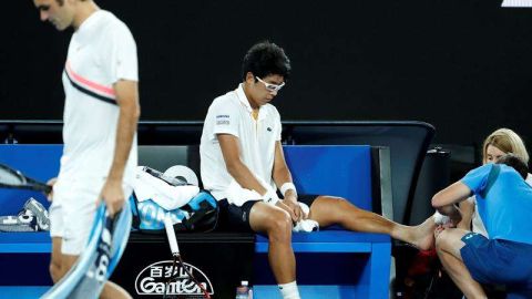 Hyeon Chung tuvo que retirarse por unas ampollas en la planta del pie