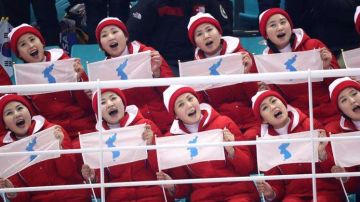 Las porristas de Corea del Norte en los Olímpicos de Invierno. EFE