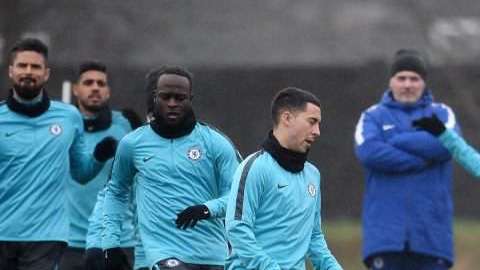 El Chelsea se prepara para su choque con el FC Barcelona en la ida de los octavos de final de la Champions en Stamford Bridge. (Foto: EFE/ Andy Rain)