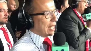 El periodista deportivo peruano Daniel Peredo el día en que Perú calificó a Rusia 2018.