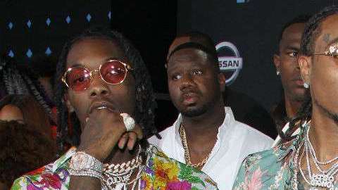 Quavo con sus compañeros del grupo Migos.
