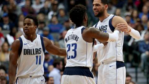 DALLAS, TX - JANUARY 22: Salah Mejri #50 of the Dallas Mavericks reacts to being charges with a technical and being ejected from the game against the Washington Wizards at American Airlines Center on January 22, 2018 in Dallas, Texas. NOTE TO USER: User expressly acknowledges and agrees that, by downloading and or using this photograph, User is consenting to the terms and conditions of the Getty Images License Agreement. (Photo by Tom Pennington/Getty Images)