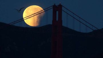 Así se vio la superluna de sangre azul en San Francisco, California.