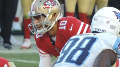 Jimmy Garappolo en su tiempo como jugador de los 49ers.
