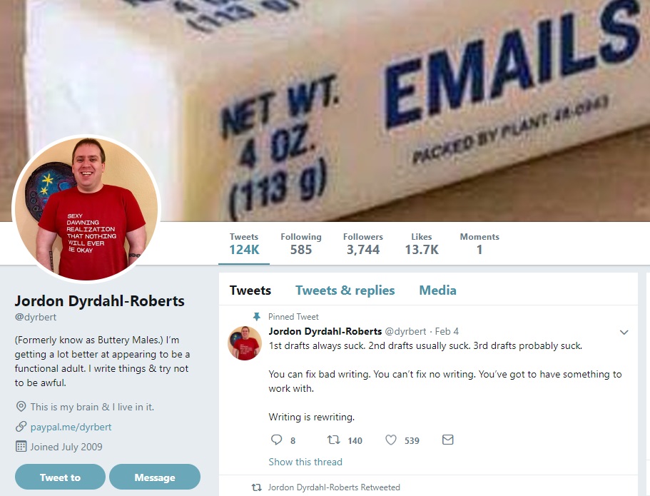Jordon Dyrhal-Roberts destacó su mensaje de renuncia en su cuenta de Twitter.