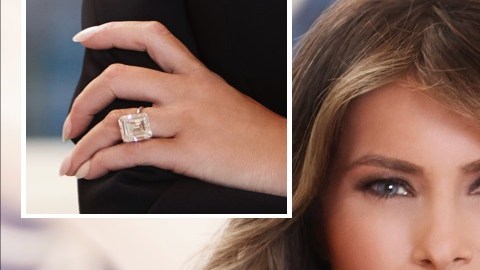 La Primera Dama luce su anillo de 25 kilates en la foto oficial de la Casa Blanca.