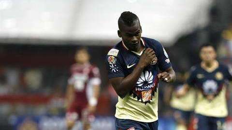 Carlos Darwin Quintero celebra un gol contra el Saprissa que le valió al América avanzar en la Liga de Campeones de la Concacaf. (Foto: EFE/Jorge Núñez).