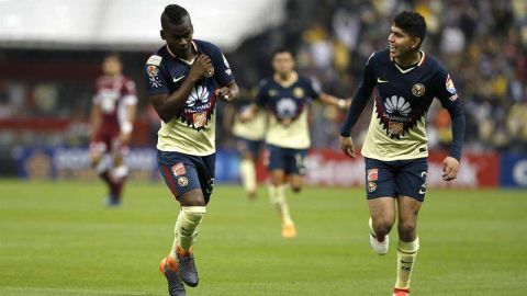 Carlos Darwin Quintero celebra un gol contra el Saprissa que le valió al América avanzar en la Liga de Campeones de la Concacaf. (Foto: EFE/Jorge Núñez).