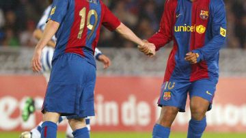 Lionel Messi y Ronaldinho coincidieron en el Barcelona
