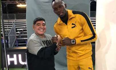 Maradona y Usain Bolt se reunieron en Zurich